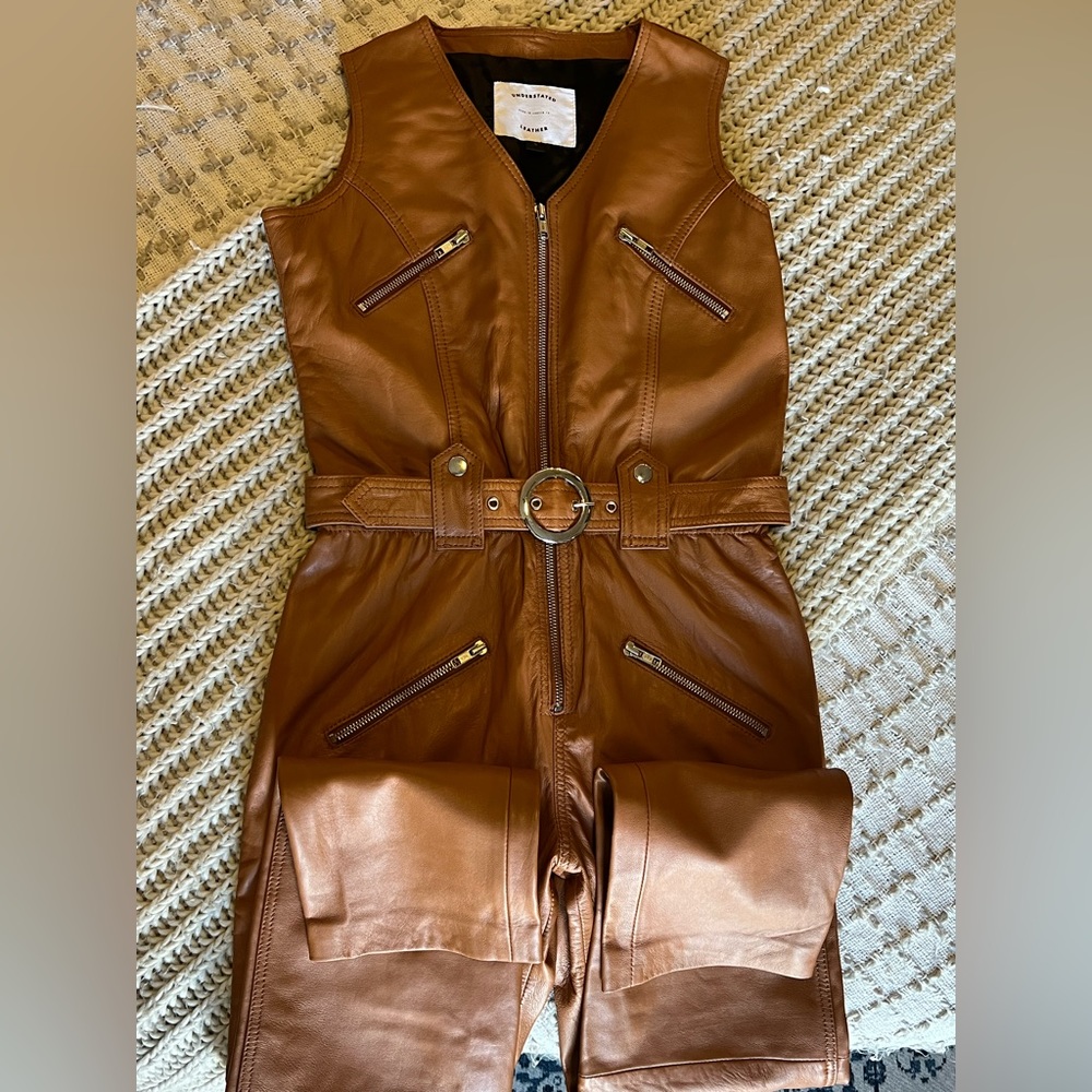 Understated Leather Jumpsuit - Size Small